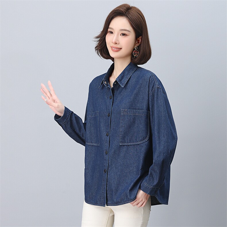 2025年春季休闲牛仔外套衬衫,女装牛仔外套,悦见她