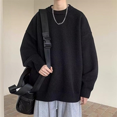 重磅秋冬男女纯色打底针织衫圆领套头半高领毛衣美式复古休闲上衣，男装T恤，电商A486