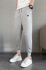休闲裤男秋季新款韩版修身网红同款束脚裤刺绣针织运动卫裤哈伦裤,男装休闲裤,电商A327