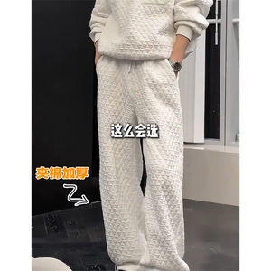 特批P35无差价冬季菱格夹棉加厚男休闲保暖大码拖地裤K5692J加棉图片