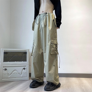 夏季潮牌宽松褶皱阔腿裤美式速干工装裤男垂感休闲裤 K7272-P42图片