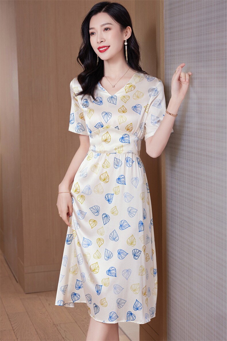 印花雪纺连衣裙女夏天2025年新款收腰时尚气质高端小个子仙女裙子,女装连衣裙,阿舍尔精品
