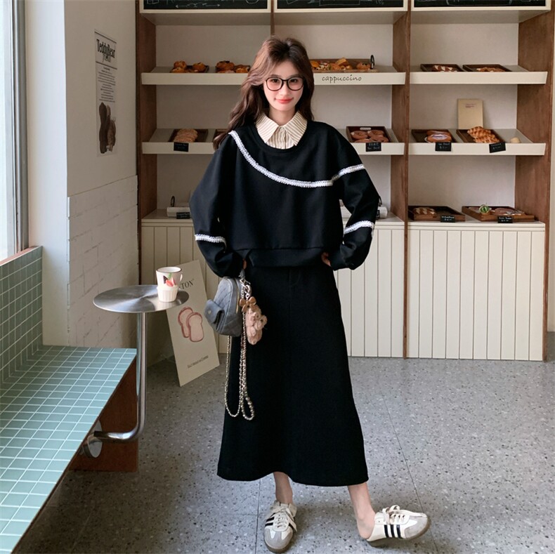 26春新款现-韩系假两件衬衫领卫衣裙套装2610-P170K278,女装套装/套裙,2B190