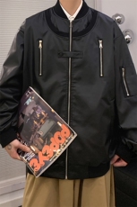 PY8110/P95秋装港风美式复古飞行员皮衣外套男女宽松立领皮夹克，男装皮衣，电商A141
