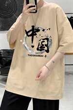 YT26134-P30亚短袖t恤男大码五分袖男宽松七分袖港风模特，男装T恤，电商A040