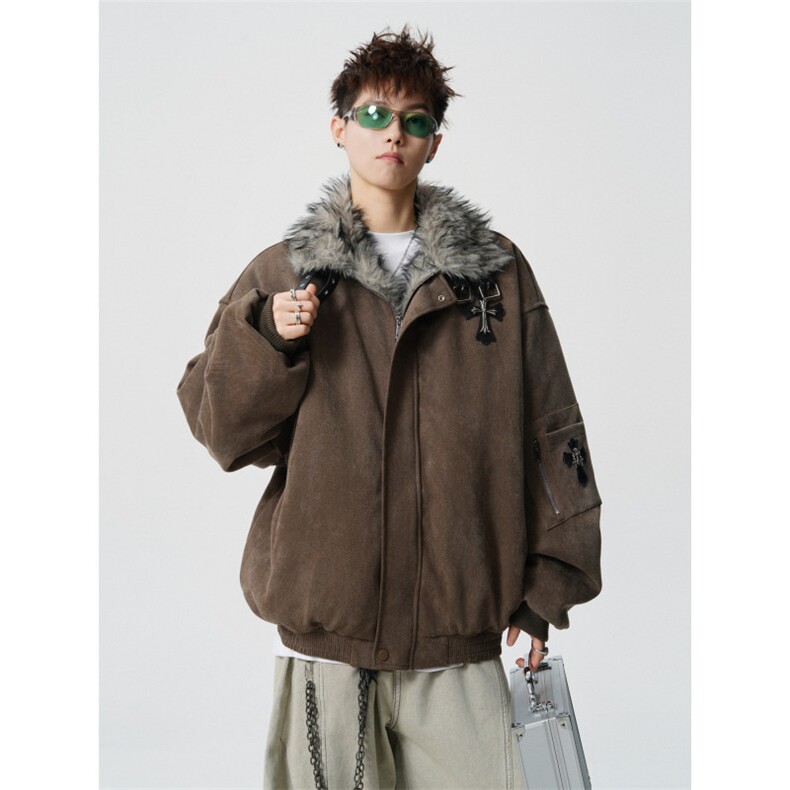 706-LK6212-P118现货冬季男士座山雕十字架加厚棉服保暖外套,男装棉衣,星座706