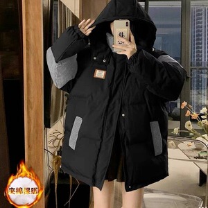 加绒加厚冬款男女连帽棉衣保暖灯芯绒拼接贴标面包服外套MY03 P85图片