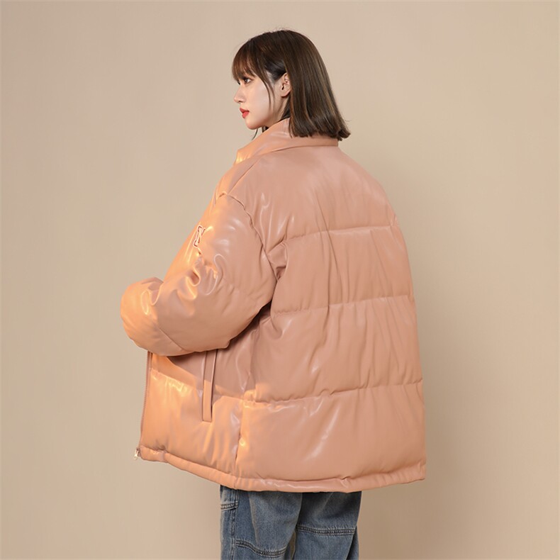 美式复古PU皮2025冬新款棉服女宽松立领加厚面包服棉衣C442-P100,男装棉衣,星座911-2(原星座613-2）