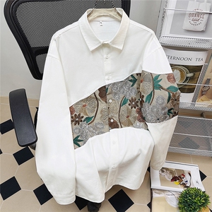 1刺绣潮M-5XL大码95%聚酯纤维5%氨纶长袖衬衫男CS9743P50控78,男装衬衫,星座226-2