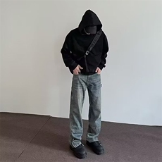 美式高街拉链牛仔裤男直筒宽松NZT769，男装牛仔裤，星座516A