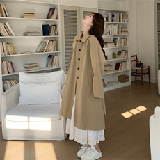 卡其色英伦风衣外套女2025春季新款女装简约大方穿搭系带收腰大衣，女装风衣，难舍钰依