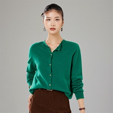 柔软亲肤百搭舒适时尚潮流开衫女35%羊绒衫简约秋冬季，女装羊绒衫，隆秋羊绒