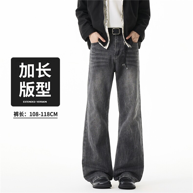 2026新款美式潮牌基础款重工水洗微喇休闲牛仔情侣长裤 K02/ P58图片