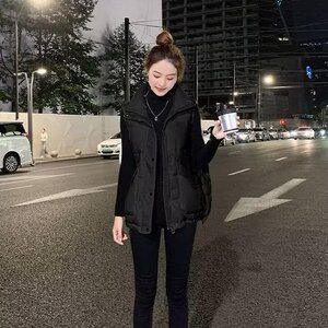 流行气质秋冬新款纯色立领百搭棉马夹潮流马甲慵懒新款常规ins图片