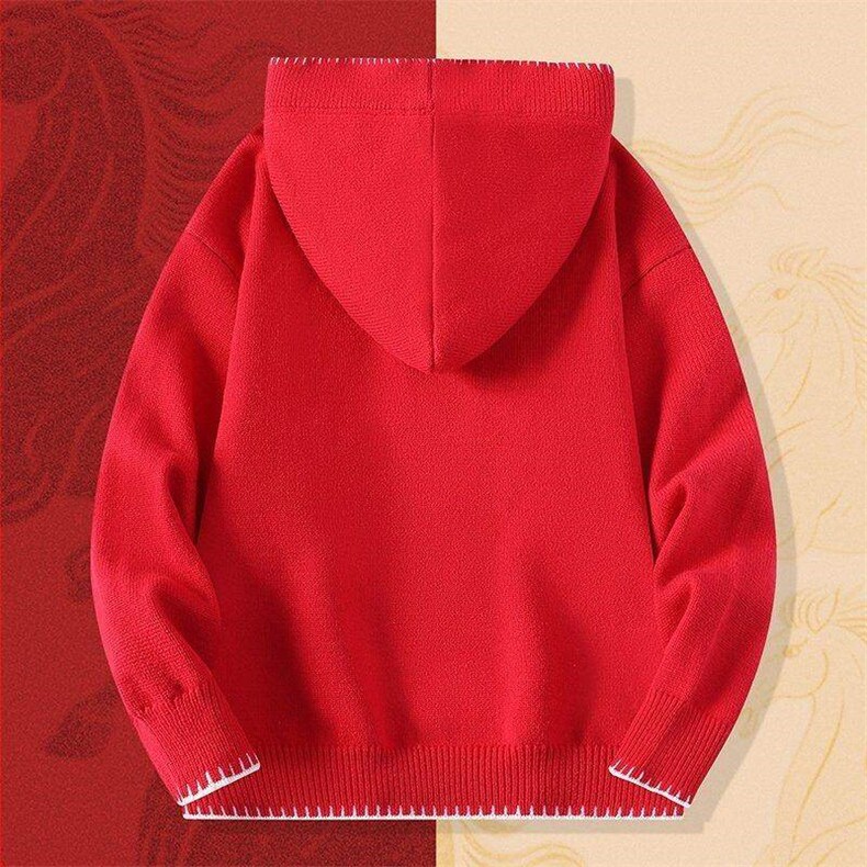 250935-P65新年战袍情侣装秋冬季搭毛衣红色本命马年衣服拜年服,男装针织衫/毛衣,电商D310B