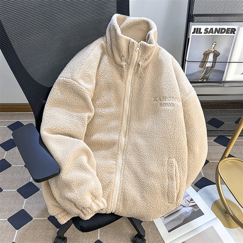 摇粒绒立领外套男冬加绒加厚宽松羊羔绒毛棉服保暖棉衣MA525P65,男装棉衣,星座1013-1