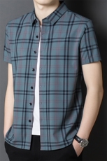APc22221304钱塘2020-3夏季格子时尚休闲短袖精品衬衫P80，男装衬衫，钱塘207-3