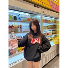 5603-P48潮牌爱心拼图毛巾绣宽松情侣连帽卫衣，女装卫衣/绒衫，星座617A-2