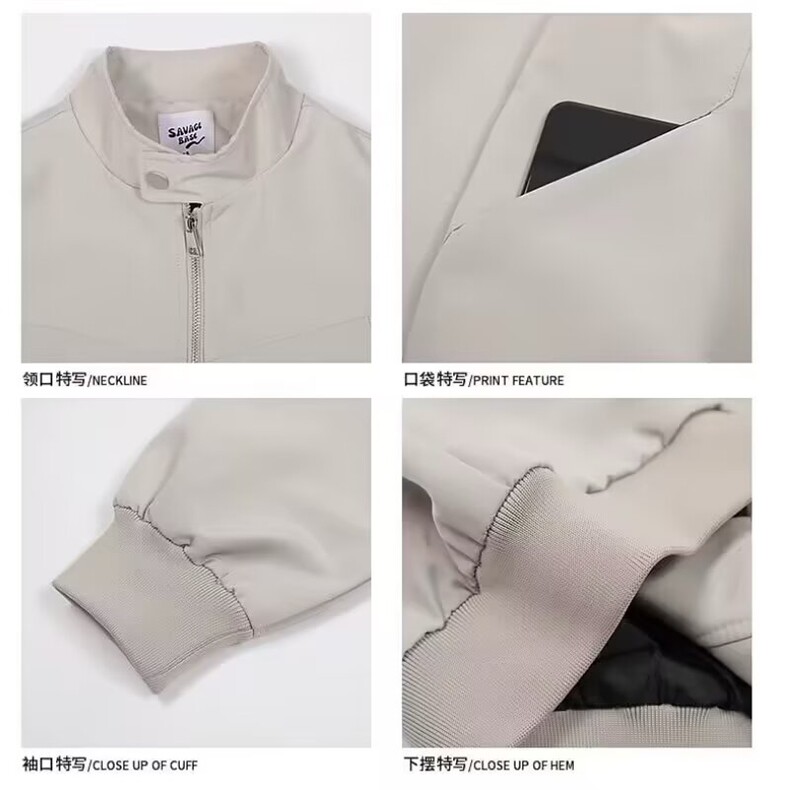 抖音品质美式高街立领夹克拉链设计感棒球服外套914-4-478,男装夹克,星座914-4