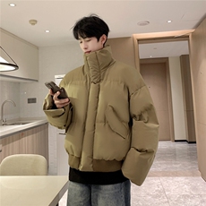 美式复古冬季加厚短款棉服高级感立领飞行服面包服外套898P108，男装棉衣，电商A458A
