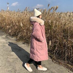 款现货柒柒家 大毛领2色棉衣女M69图片