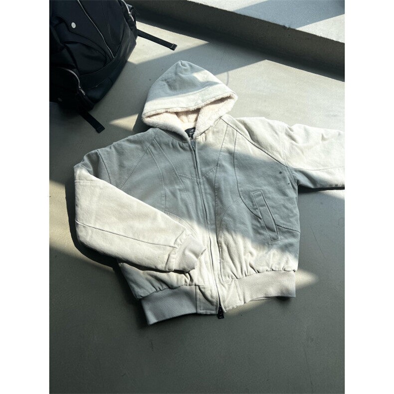 cleanfit座山雕加绒外套男款秋冬季美式复古帆布加厚连帽夹克棉服,男装棉衣,星座603-2