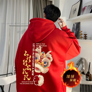 龙年卫衣 冬季美式加绒加厚连帽卫衣外套DL1760常规特P35加绒特40图片