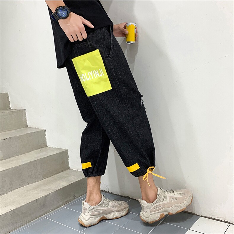 2021春夏季M84破洞九分裤韩版割烂牛仔裤基础男女裤港风Q,男装牛仔裤,星座1008