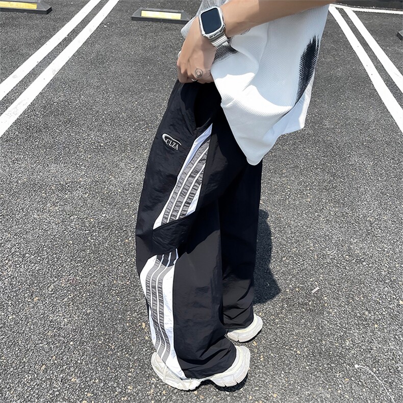 美式条纹速干伞兵裤男夏季薄款宽松休闲阔腿运动裤,男装休闲裤,星座410-7