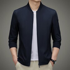 2023春秋季新款立领商务休闲夹克男宽松纯色上衣中年薄款外套，男装夹克，电商B212（原钱塘6029）