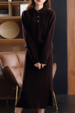 秋冬季纯澳毛简约POLO领优雅套装裙女士，女装套装/套裙，君贝羊绒