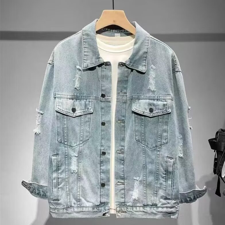 1506-1/JY80841/P45重磅复古怀旧水洗潮牌牛仔外套男士春秋季宽松,男装工装外套,星座1506-1