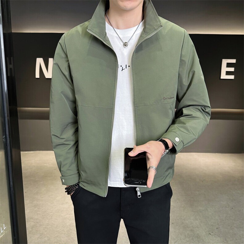 夹克男翻领韩版修身轻商务纯色刺绣外套A329-JK5086-P95，男装夹克，电商A329