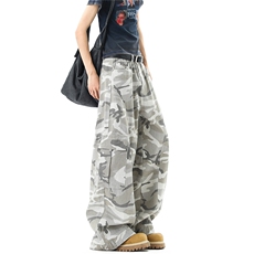 【现货】美式复古灰色迷彩阔腿弯刀牛仔裤3XZ502-K860-P65控98，男装牛仔裤，星座502