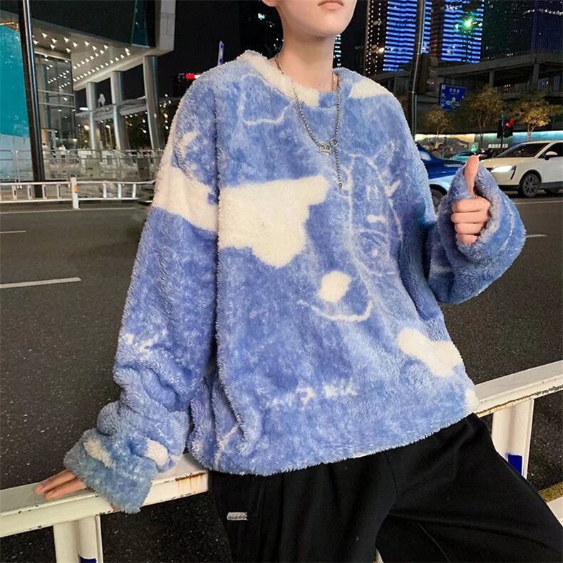 设计感小众卫衣男秋冬韩版宽松bf慵懒风ins卡通上衣外套WY27-P40,男装卫衣,星座1008