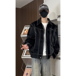 直播品质多结构皮衣美式潮牌假两件皮夹克X1213-DY2316-特P108图片