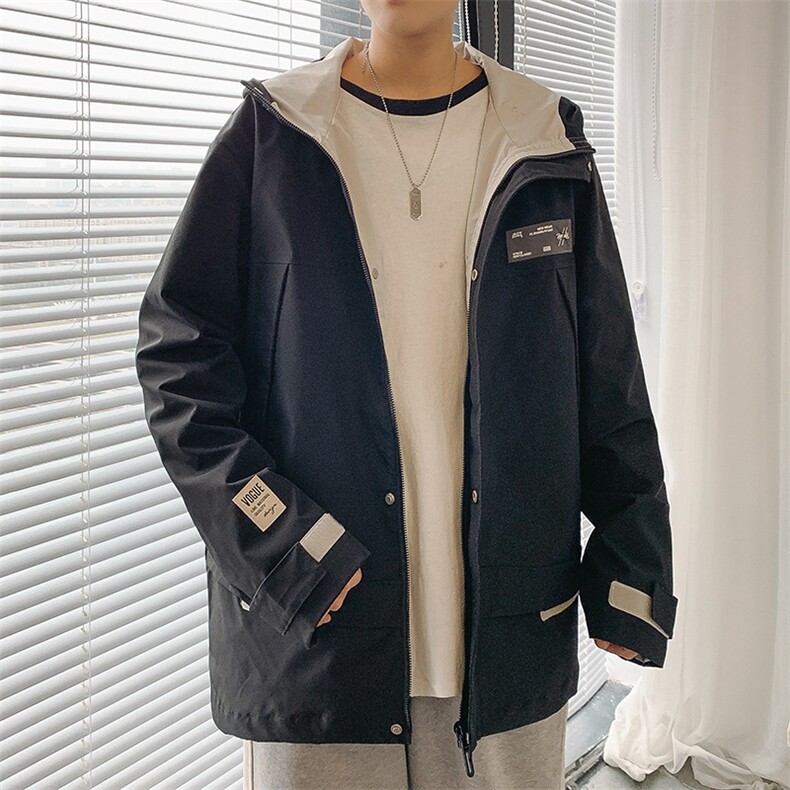 2021春季男士休闲港风外套男潮流夹克外套男宽松拼接9213-P75，男装夹克，电商A128