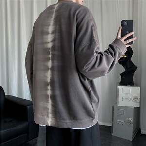 渐变长袖圆领卫衣男ins韩版潮牌复古扎染小众情侣上衣 W5301-P26图片