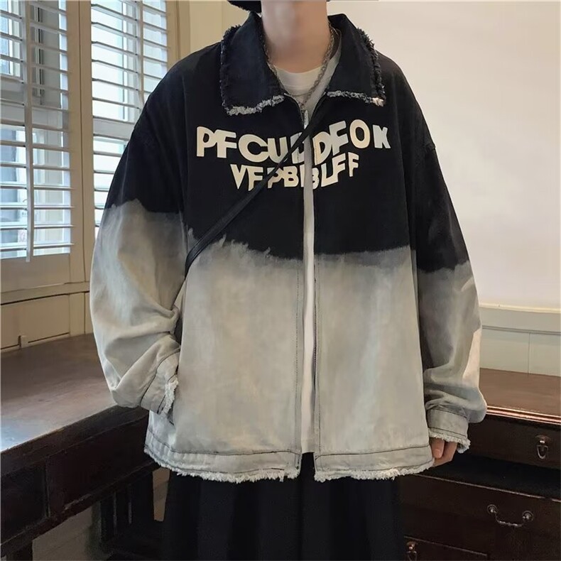 美式外套男潮牌春宽松痞帅炸街oversize毛边做旧夹克男JK951-P76,男装夹克,星座1103-3
