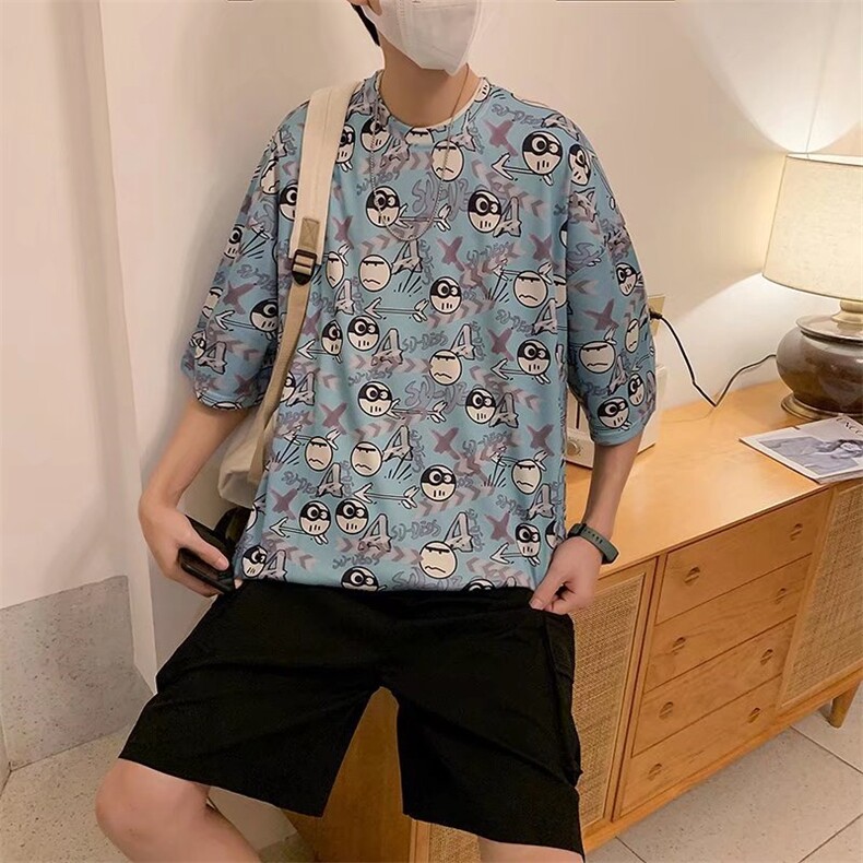 男圆领五分袖T恤T0601P25,男装T恤,星座1116-2