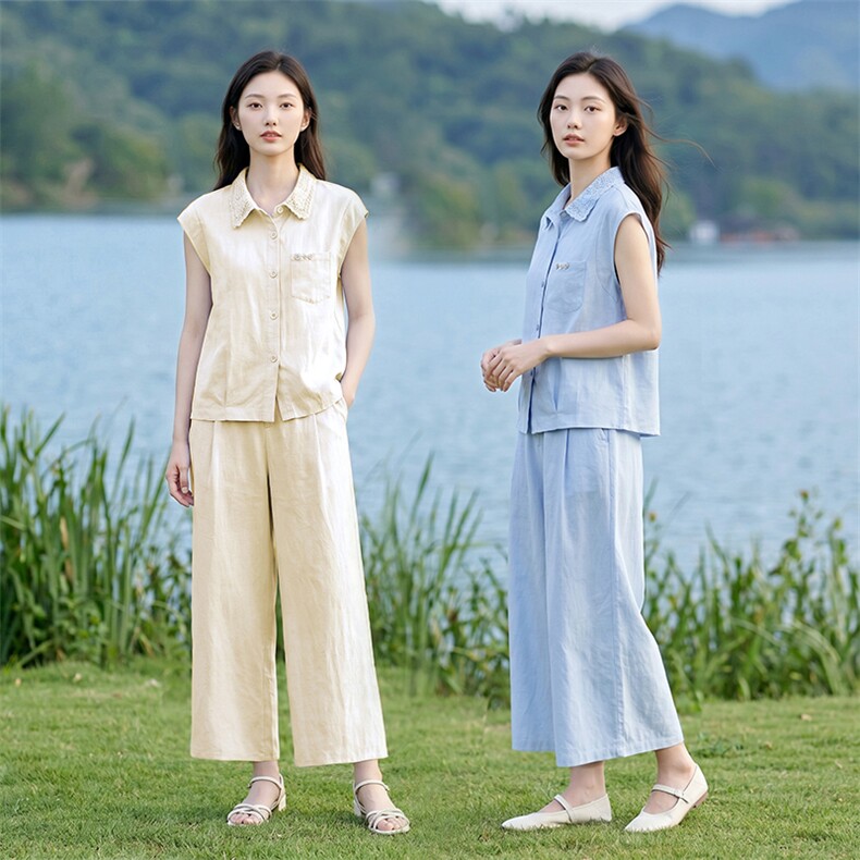 套装女夏季两件套纯色百搭,女装套装/套裙,曼沙奕珂