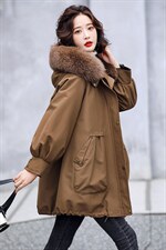 派克服女2021新款冬濑兔毛内胆可脱卸皮草外套中长款，女装派克服，衣之秀