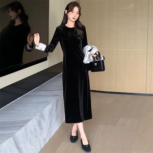 2026年春季新中式高级感洋气无袖马甲搭配金丝绒连衣裙两件套图片