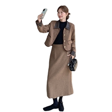 现货-高级感小香风加厚夹棉套装裙女2025秋冬新款气质减龄两件套，女装套装/套裙，霓裳依族