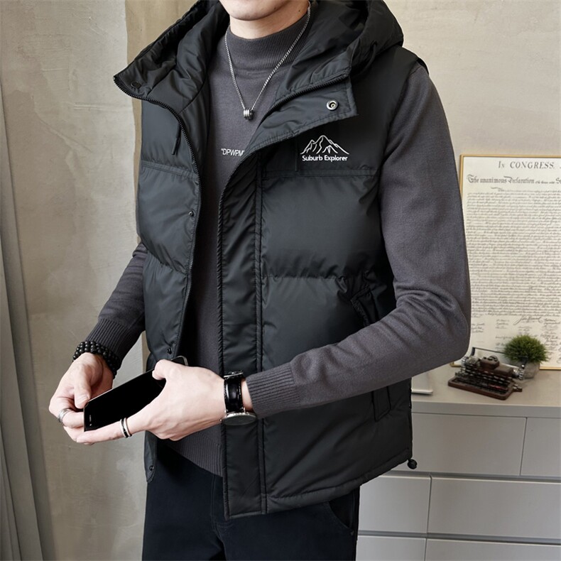 短款连帽羽绒马甲男休闲日系面包服保暖外套马甲背心M06-P125,男装背心/马甲,电商A237