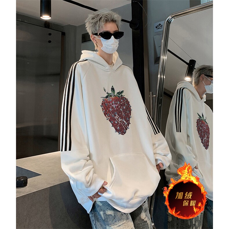 抖音得物供货提供视频秋冬重磅美式宽松织带连帽卫衣0437,男装卫衣,电商A486
