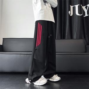 04秋新款简约百搭三条扛运动卫裤宽松直筒裤子XZ211-1-K2444-P55图片