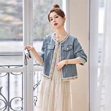 复古牛仔外套女春秋2025新款高级感小个子减龄气质小香风短款上衣，女装牛仔外套，辉煌依升