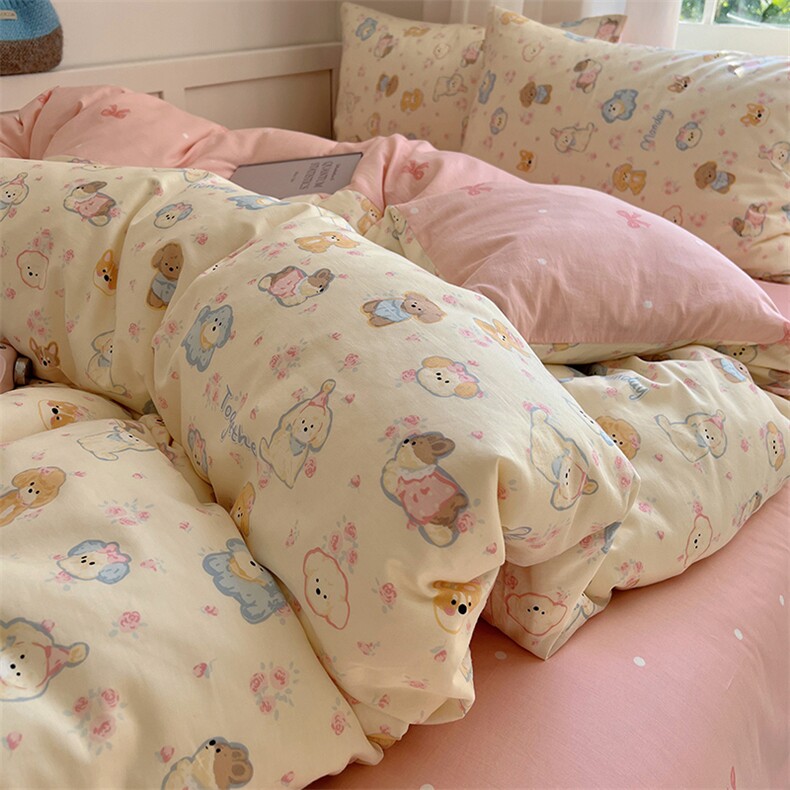 冬季新款13372全棉印花四件套-卡通系列，床品套件，一起卖家纺