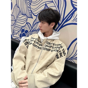1506-1/GW2210/P66字母印花卡其色棒球服外套男款春秋1图片